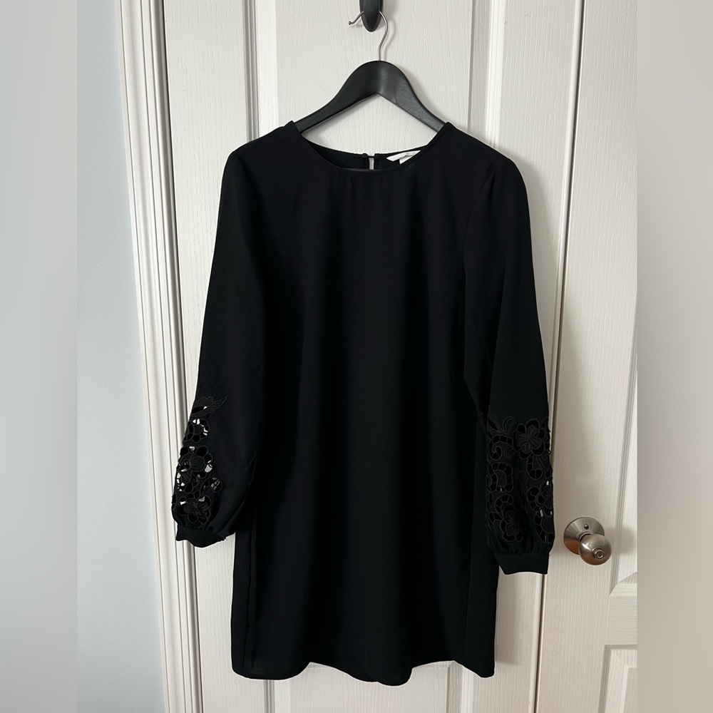 H&M - Black LS Shift Dress with Sleeve Detail
